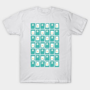 Mid Century Funky Blocks 2 in Aqua, Teal and Orange T-Shirt